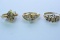 3-10KT GOLD & DIAMOND RINGS 8GTW, $1350.00 RETAIL VALUE, SIZE 7, 71/2 & 8