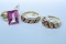 3-14KT GOLD & PINK STONE RINGS 10 GTW, $1100.00 RETAIL VALUE,