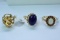 3-14KT GOLD RINGS  COLOR STONES 11 GTW, $1500.00 RETAIL VALUE,
