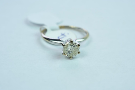 14 KT GOLD & DIAMOND SOLITAIRE RING 1 CT DIAMOND TW, 2GTW, $2000.00 RETAIL VALUE ,SIZE 6 3/4