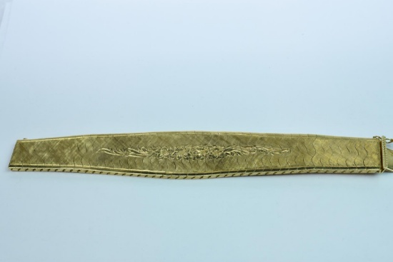 BRACELET MARKED ITLAY XRAY TESTED AT APPROX 70% GOLD, 72 GTW,