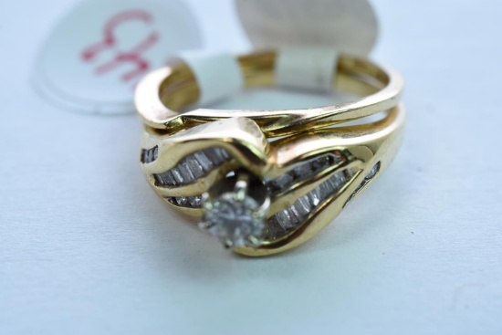 14KT WEDDING SET 5.5 GTW, $1595.00 RETAIL VALUE , SIZE 6 1/4