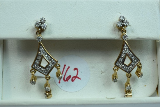 14KT GOLD & DIAMOND EARRINGS 1/2 CT DIAMOND TW, 3 GTW, $1150.00 RETAIL VALUE