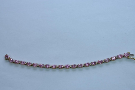 10KT GOLD PINK SAPPHIRE BRACELET 11.5 GTW, $299.00 RETAIL VALUE