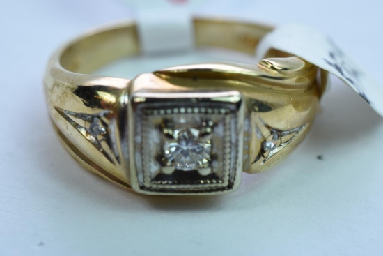 14KT GOLD & DIAMOND RING 6 GTW, $529.00 RETAIL VALUE, SIZE 9 1/2