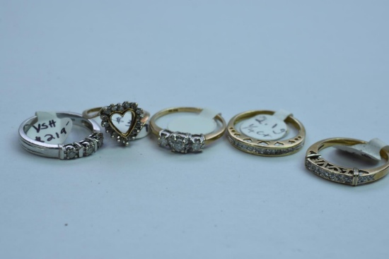 5- 10KT GOLD RINGS 11 GTW, $1550.00 RETAIL VALUE
