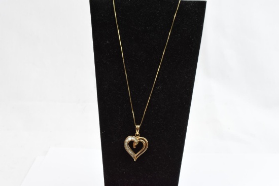 14KT GOLD &DIAMOND HEART PENDANT & NECKLACE 5 GTW, $1595.00 RETAIL VALUE