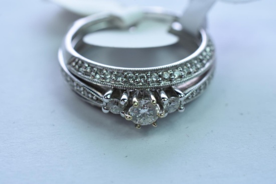 14KT GOLD WEDDING SET 5.4 GTW, $1450.00 RETAIL VALUE, SIZE 6 1/2