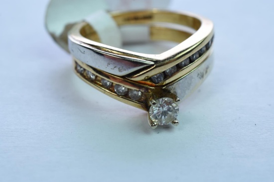 14KT GOLD DIAMOND WEDDING SET 6.7 GTW, $1795.00 RETAIL VALUE, SIZE 6 1/2