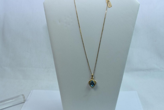 14KT GOLD & AQUA MARINE NECKLACE 7.8 GTW, $129.00 RETAIL VALUE