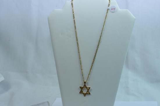 10KT GOLD CHAIN & 14KT GOLD STAR OF DAVID 7.9 GTW,