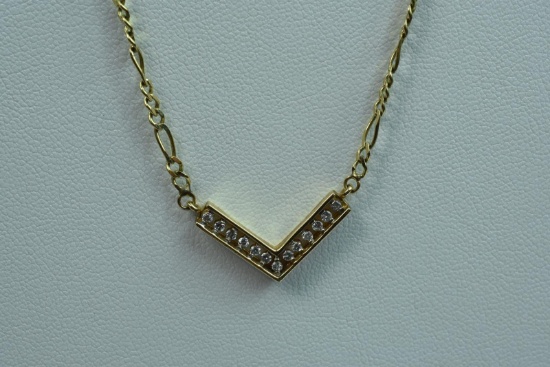 14KT GOLD & DIAMOND NECKLACE .20 CT DIAMOND TW, 5 GTW, $599.00 RETAIL VALUE,