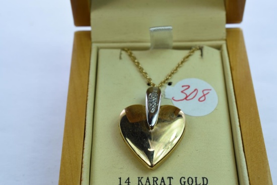 14KT GOLD CHAIN WITH LOCKET 5.9 GTW, $399.00 RETAIL VALUE