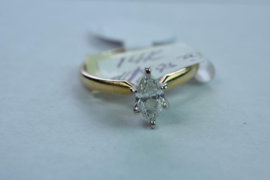 14 KT GOLD & DIAMOND SOLITAIRE RING 1/2 CT DIAMOND TW, 2 GTW, $1895.00 RETAIL VALUE ,SIZE 7