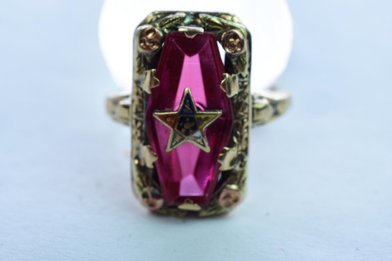 10KT GOLD EASTERN STAR RING 3.2 GTW, $165.00 RETAIL VALUE, SIZE 5 1/2