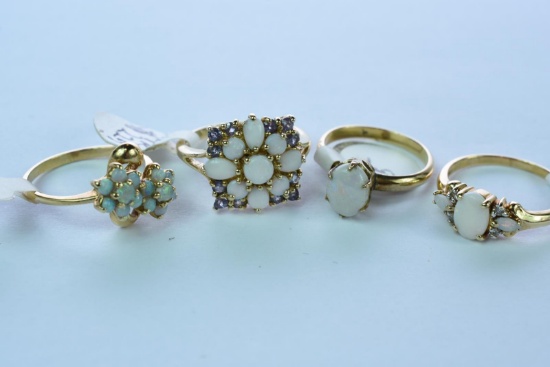 4-14 KT GOLD OPAL RINGS 10 GTW, $800.00 RETAIL VALUE