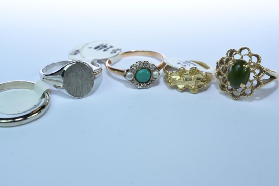 5-14KT GOLD RINGS 10.8 GTW