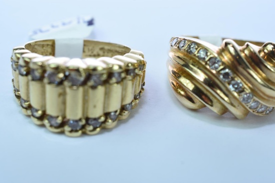 2-14KT GOLD & DIAMOND RINGS 15.5 GTW, $1150.00 RETAIL VALUE, SIZE 6 1/2