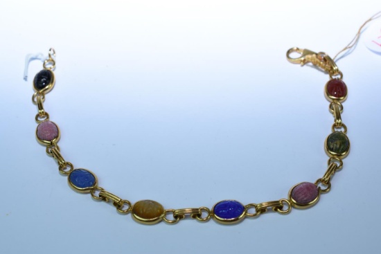14KT GOLD MULTI COLOR STONE BRACELET 7 GTW, $369.00 RETAIL VALUE,