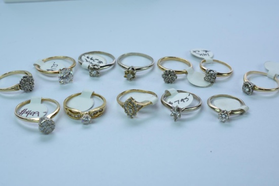 12-14 KT GOLD RINGS 25 GTW, $4200.00 RETAIL VALUE,