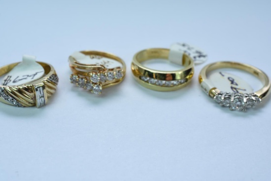 4-14 KT GOLD RINGS 14.5 GTW, $2500.00 RETAIL VALUE,