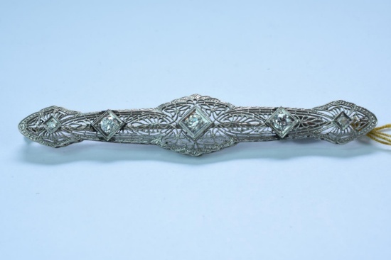 14KT WHITE GOLD BROOCH 5.5 GTW, $750.00 RETAIL VALUE,