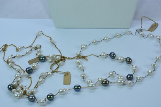 5-14KT CLASP & CHAIN PEARL NECKLACES