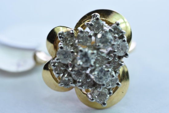 14 KT GOLD & DIAMOND RING 1 CT DIAMOND TW, 5.3 GTW, $1295.00 RETAIL VALUE , SIZE 6 3/4