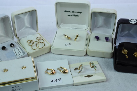 8 PAIRS  10KT GOLD EARRINGS $1400.00 RETAIL VALUE