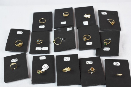 15 BABY/CHILDS RINGS 12- 10KT GOLD & 3 14KT GOLD