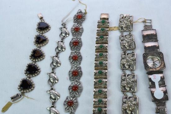 6 STERLING BRACELETS APPROX 230 GRAMS