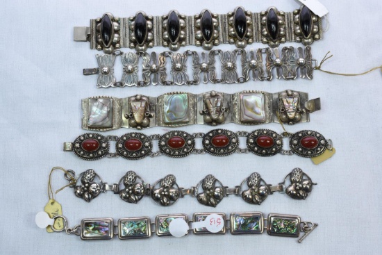 6 STERLING BRACELETS APPROX 210 GRAMS