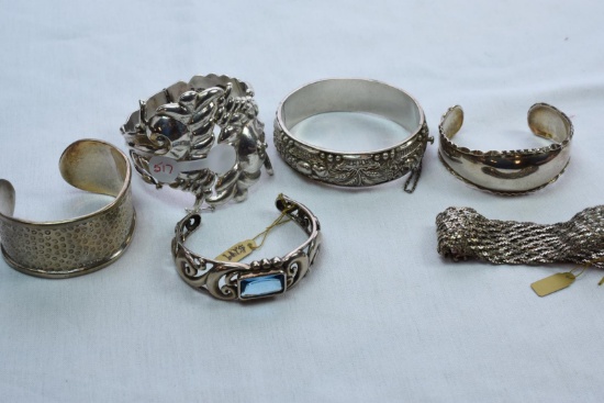 6 STERLING BRACELETS APPROX 200 GRAMS