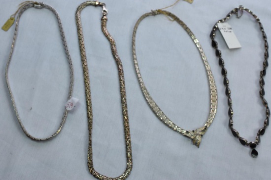 4 STERLING NECKLACES APPROX 130 GRAMS