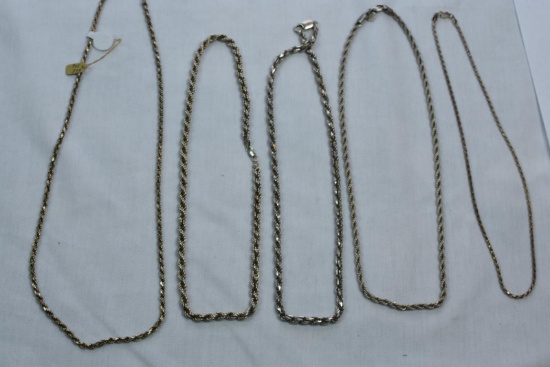 5 STERLING ROPE CHAINS APPROX 100 GRAMS