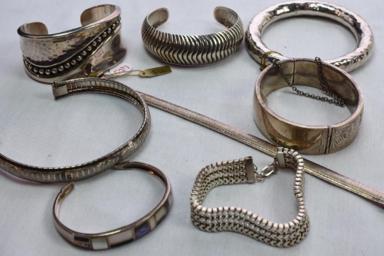 8 STERLING BRACELETS APPROX 220 GRAMS