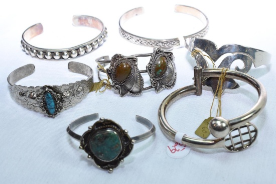 7 STERLING BRACELETS APPROX 150 GRAMS
