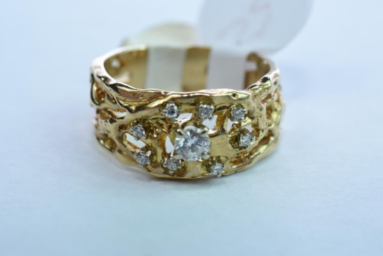 14 KT GOLD & DIAMOND RING 6.1 GTW, $895.00 RETAIL VALUE , SIZE 6 3/4