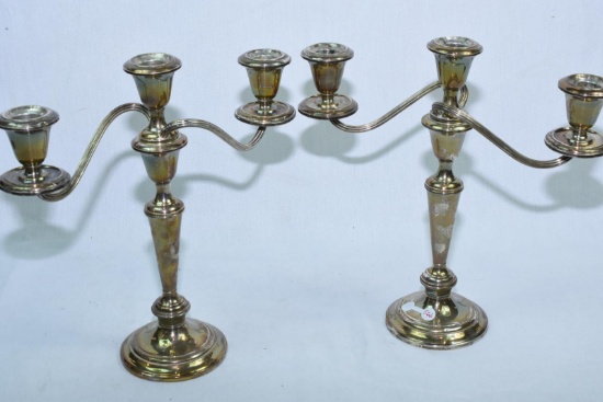 PAIR STERLING CANDLEABRAS AS IS WITH DINGS & SCRATCHES