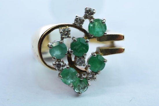 14 KT GOLD DIAMOND & EMERALD RING 7 GTW, $1295.00 RETAIL VALUE 5