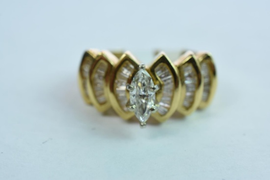 14KT GOLD & DIAMOND RING 6.9 GTW, $1595.00 RETAIL VALUE , SIZE  5 1/2