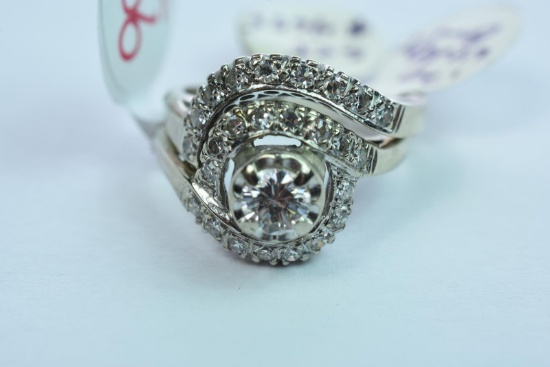 14KT BRIDAL SET .62 CT DIAMOND TW, 4.5 GTW, $4650.00 RETAIL VALUE , SIZE 6