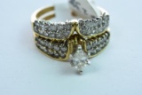 14KT GOLD & DIAMOND BRIDAL SET 6.1 GTW, $2395.00 RETAIL VALUE , SIZE 6 1/2