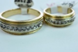 14KT GOLD & DIAMOND HIS & HERS WEDDING BANDS 1/4 & 1/2 CT DIAMOND WEIGHTS, 15.5 GTW, , SIZE 5 1/2 &