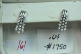 14KT GOLD DIAMOND EARRINGS .64 CT DIAMOND TW, 2.5 GTW, $1750.00 RETAIL VALUE