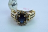 14KT GOLD DIAMOND SAPPHIRE RING 6.2 GTW, $1500.00 RETAIL VALUE, SIZE 6 /12