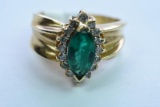 14KT GOLD DIAMOND RING 5 GTW, $550.00 RETAIL VALUE, SIZE 7 1/2