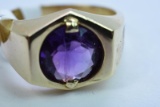 14KT GOLD AMETHYST RING 8 GTW, $589.00 RETAIL VALUE, SIZE 10 1/2