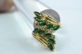 14 KT EMERAL & DIAMOND RING 5.3 GTW, $899.00 RETAIL VALUE, ,SIZE 7 1/2