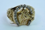 10KT MENS HORSESHOE, HORSEHEAD RING 6.2 GTW, $599.00 RETAIL VALUE, SIZE 9 1/2